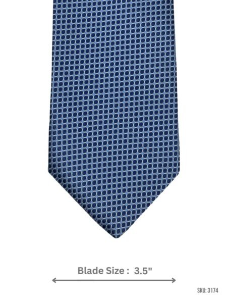 Blue Tie with Light blue Mini Circle Grid Pattern