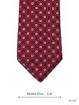 Burgundy Tie with White and Light Blue Geometric Medallion Pattern