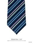 Navy Blue Tie with Light Blue, Pink and Pale Yellow Diagonal Stripes