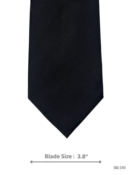 Black Solid Ribbed Tie