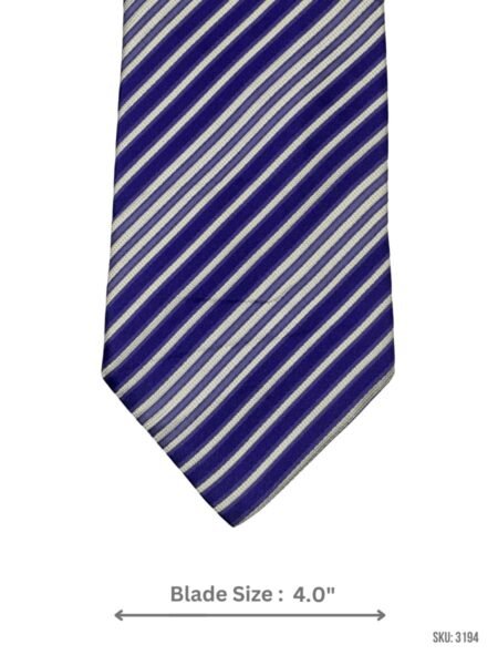 Purple Tie with White Diagonal Stripes