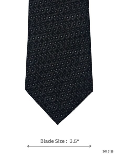 Black Tie with Light Gray Circular Dot Ring Pattern