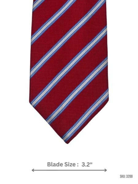 Burgundy Tie with Light Blue and White Diagonal Stripes