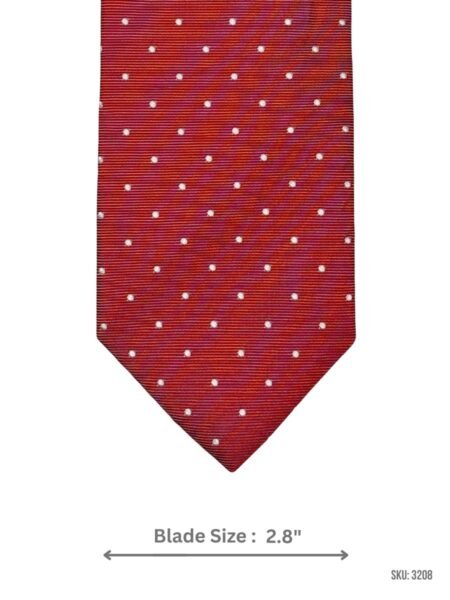 Crimson Tie with White Pin Dot Pattern and Textured Weave