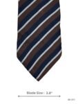 Navy Blue and Brown Tie with Light Blue Diagonal Stripes
