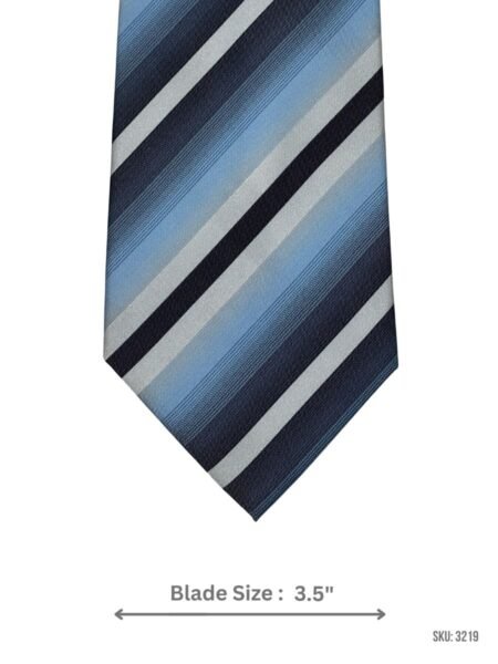 Light Blue Tie with Navy Blue, Black and White Diagonal Stripes