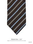 Brown Tie with Light Blue and White Diagonal Stripe Pattern