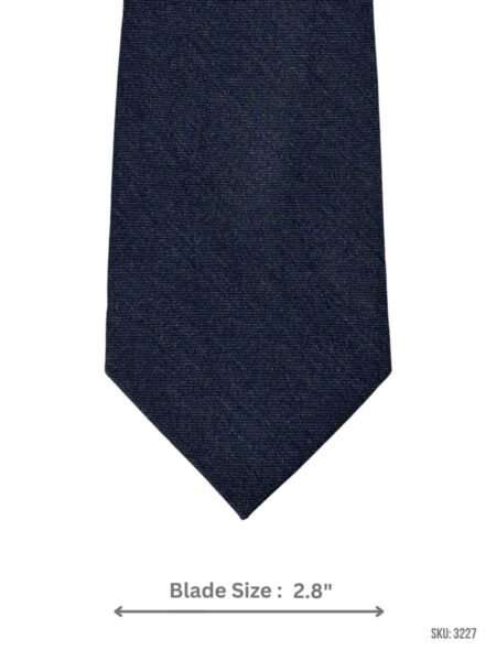 Navy Blue and Grey Solid Tie with Tonal Textured Weave