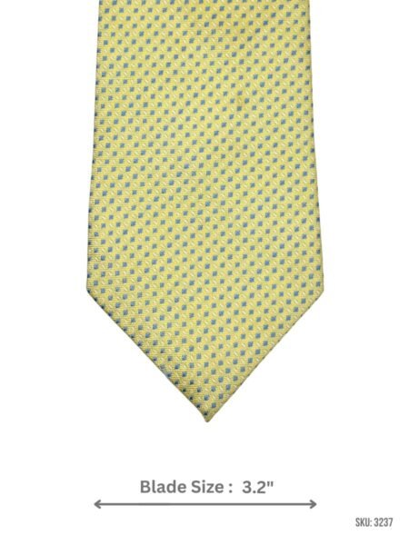 Yellow Tie with Light Blue Micro Square Pattern