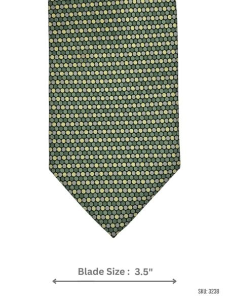 Olive Green Tie with Green and Gray Small Circle Dot Pattern