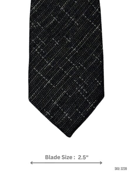 Black Tie with Light Gray Tweed Crosshatch Texture