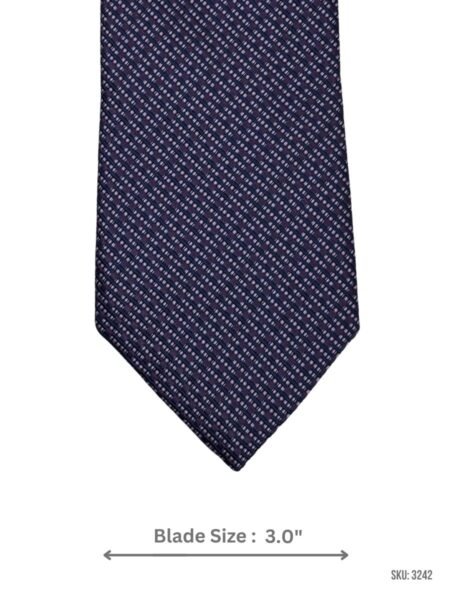 Navy Blue Tie with Purple and White Mini Square Pattern