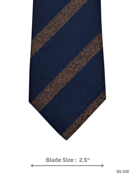 Navy Blue Tie with Brown Wide Diagonal Stripe Pattern