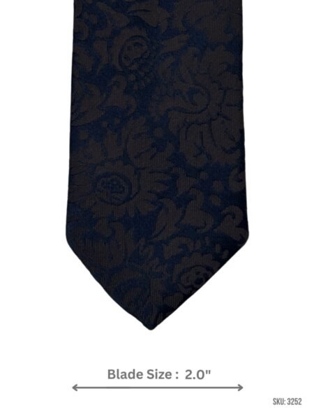 Navy Blue Tie with Tonal Floral Jacquard Pattern