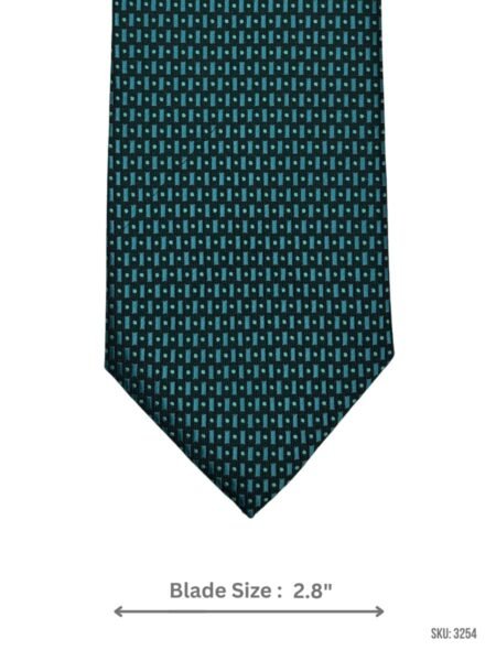 Black Tie with Teal Geometric Dash Grid Pattern