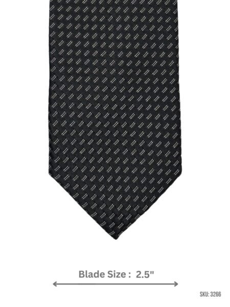 Black Tie with Silver Micro Dash Lattice Pattern