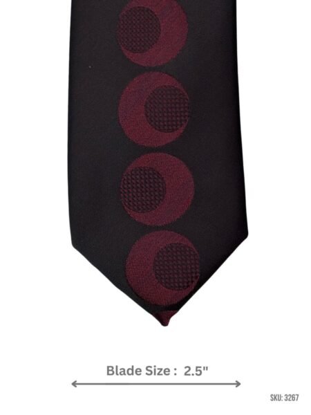 Black Tie with Burgundy Large Circle Medallion Pattern