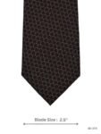 Black Tie with Brown Triangle Geometric Pattern and White Pin Dots