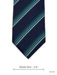 Navy Blue Tie with Teal and Mint Diagonal Stripe Pattern and Tonal Herringbone Texture