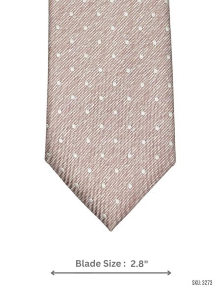 Light Pink textured Tie with White Polka Dot Pattern
