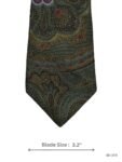 Olive Green Tie with Gold, Gray and Burgundy Paisley Pattern