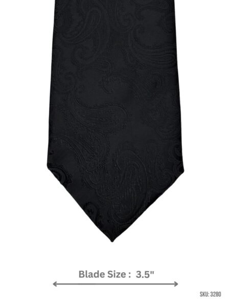 Black Tie with Tonal Paisley Jacquard Pattern