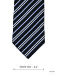 Dark Navy Tie with Light Blue & White Diagonal Striped Pattern