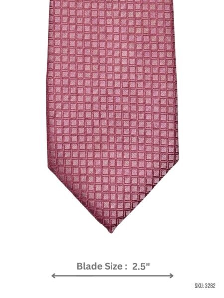 Rose Pink Tie with Tonal Grid Jacquard Pattern