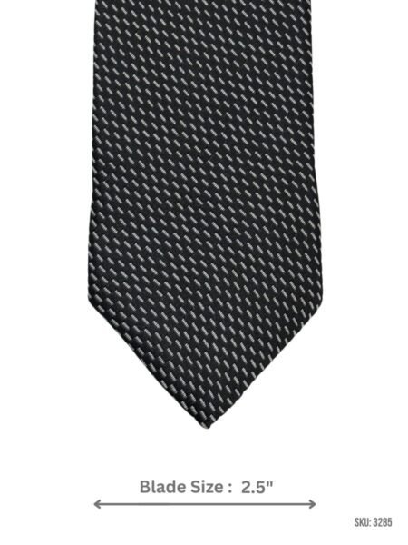 Black Tie with Silver Diagonal Dash Micro Pattern