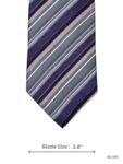 Regal Purple Tie with Silver, Grey & Soft Pink Diagonal Stripes