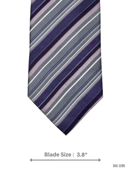 Regal Purple Tie with Silver, Grey & Soft Pink Diagonal Stripes