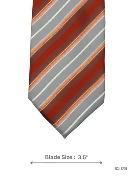 Burnt Orange & Grey Tie with Layered Diagonal Stripe Pattern