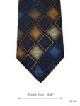 Navy Tie with Blue, Gold, Beige & Taupe Diamond Check Pattern