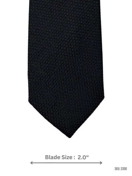 Slim Black Tie with Tonal Basket Weave Texture