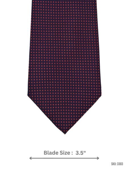 Classic Navy Tie with Red Micro Square Pattern and white micro dots