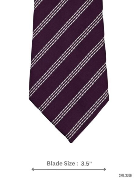 Deep Plum Tie with White Twill Stripe Pattern