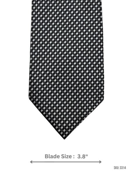 Black Tie with Silver Diamond Check Pattern