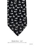 Black Tie with White Deer Print Pattern
