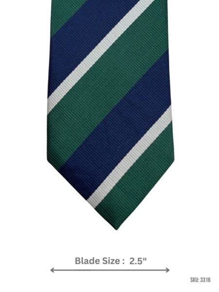 Green Tie with Navy Blue & White Diagonal Stripes