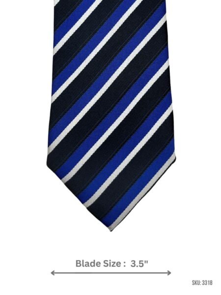 Black Tie with Royal Blue & White Diagonal Stripes