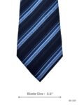 Navy Blue Tie with Light Blue Diagonal Stripe Pattern