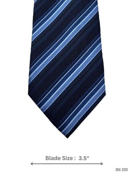 Navy Blue Tie with Light Blue Diagonal Stripe Pattern