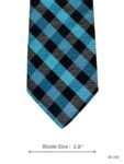 Turquoise Blue, Black & Grey Check Pattern Tie