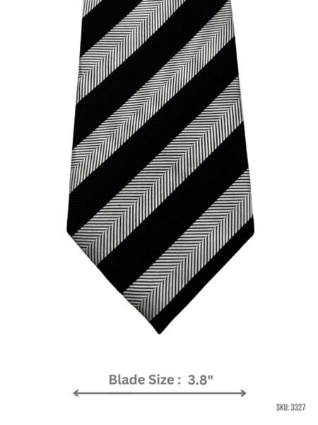 Black & White Diagonal Stripe Textured Tie