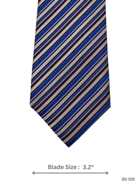 Royal Blue Tie with White & Burgundy Diagonal Stripes