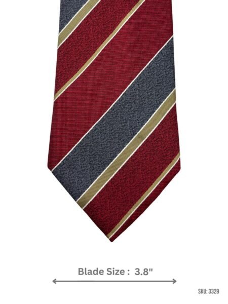 Red, Grey & Beige Diagonal Stripe Tie