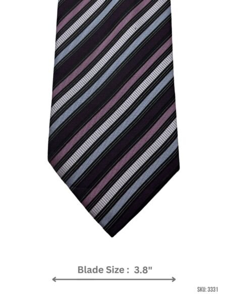 Black, Purple, White & Grey Diagonal Stripe Tie