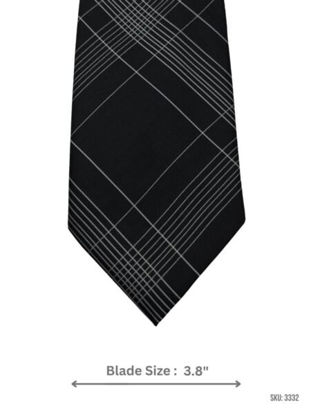 Black Tie with White Grid Line Pattern