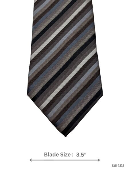 Brown, Grey & Black Diagonal Stripe Tie
