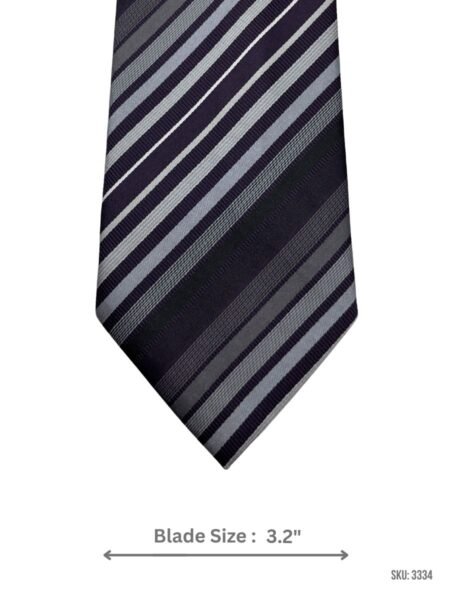 Deep Purple, Black & Silver Diagonal Stripe Tie